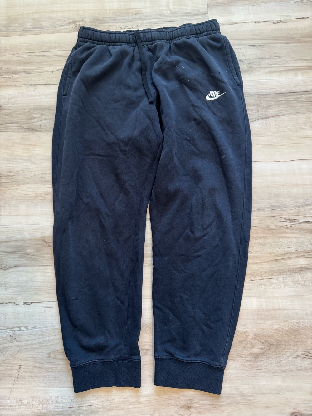 Nike Mens Black Fleece Joggers with White Logo
